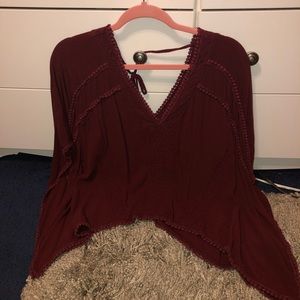 Cranberry colored forever 21 tie back top